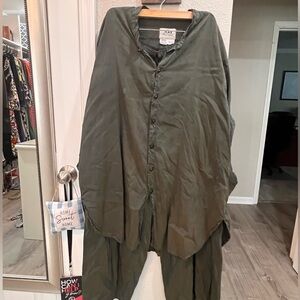 Silk Flax Pantsuit Olive Green